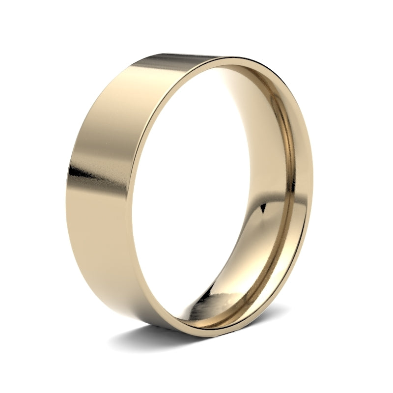 6mm Flat Court 9ct Yellow Gold Wedding Ring