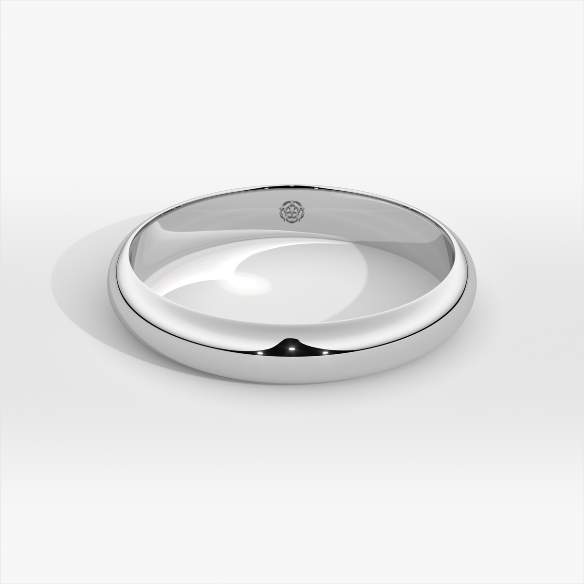4mm D-Shape Platinum Wedding Ring