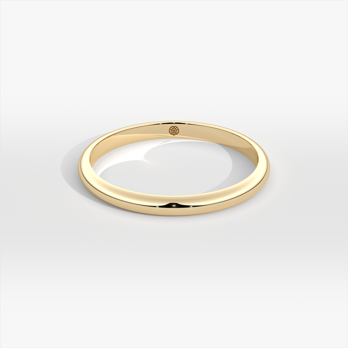 2mm D-Shape 18ct Yellow Gold Wedding Ring