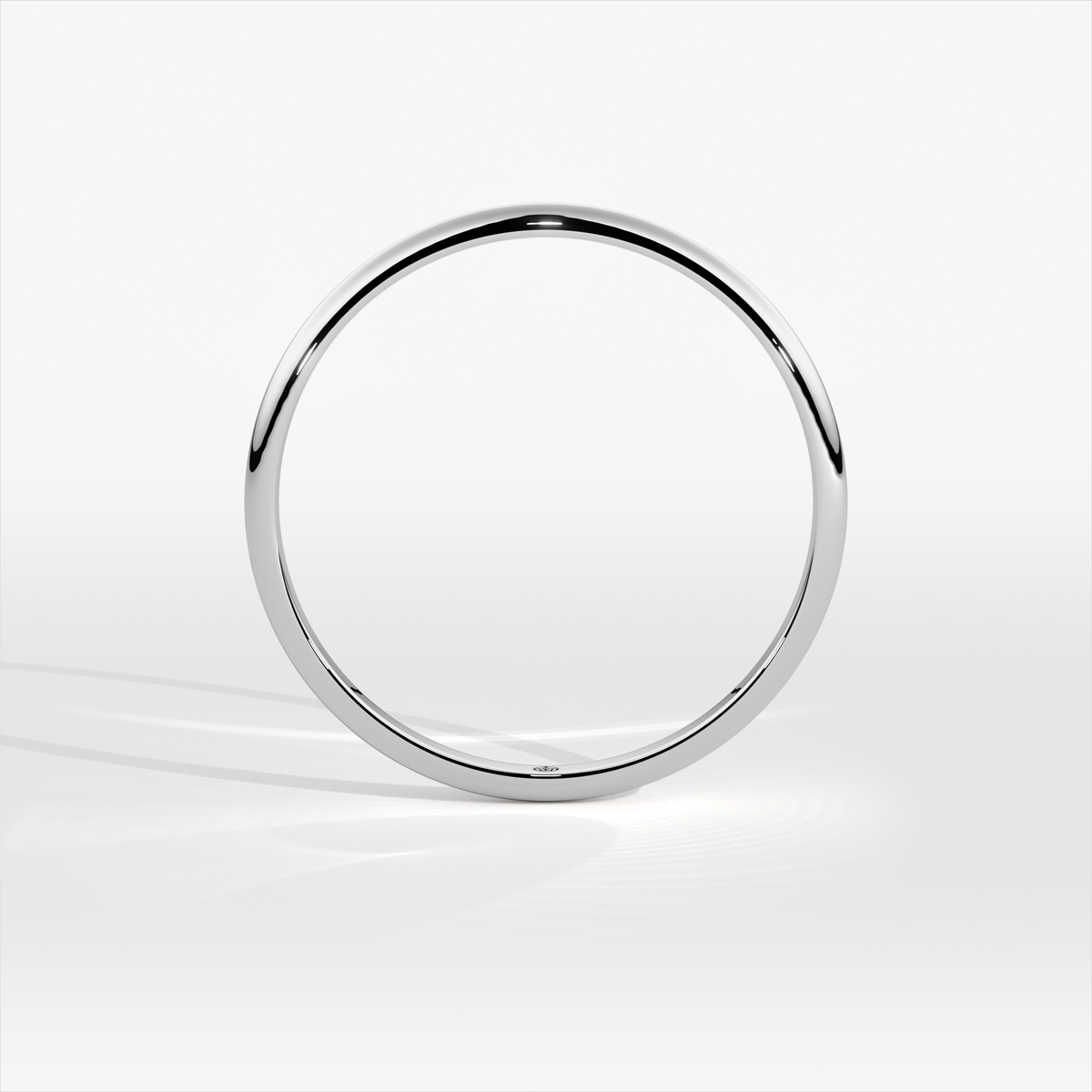 1.5mm D-Shape Platinum Wedding Ring