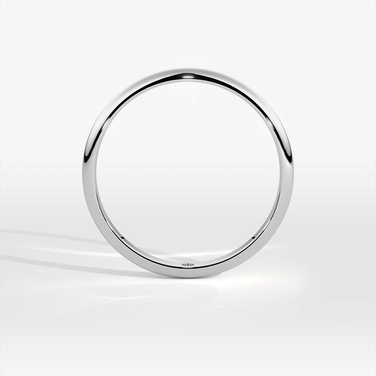 2mm D-Shape Platinum Wedding Ring