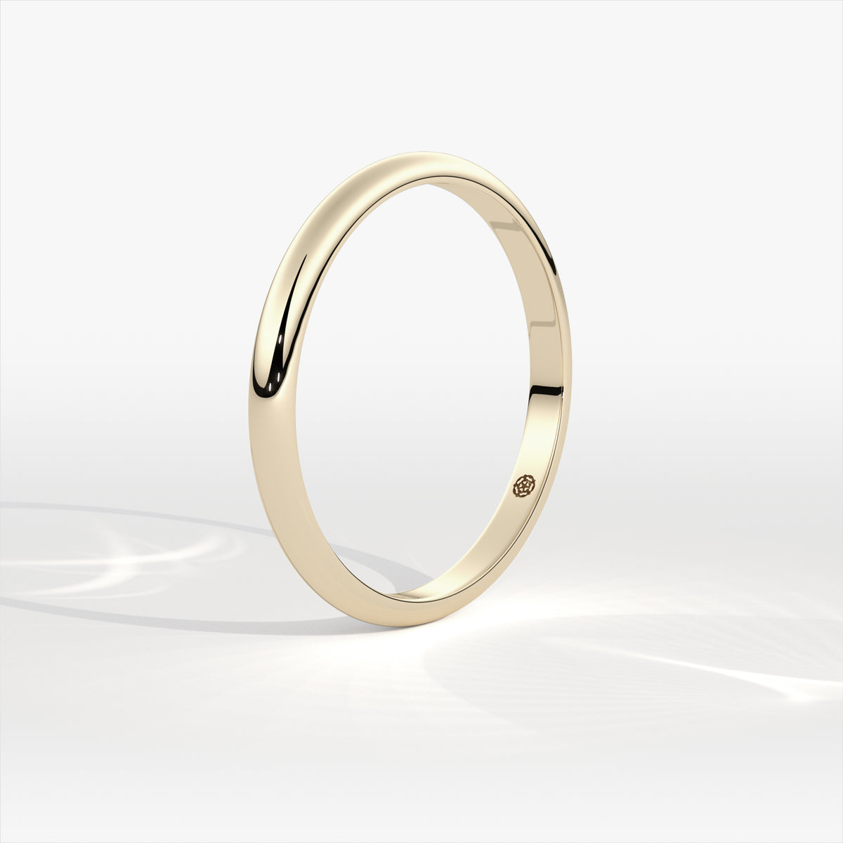 2mm D-Shape 9ct Yellow Gold Wedding Ring