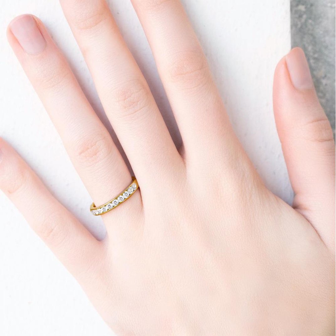 1.00ct Channel Half Set 18ct Yellow Gold Diamond Ring