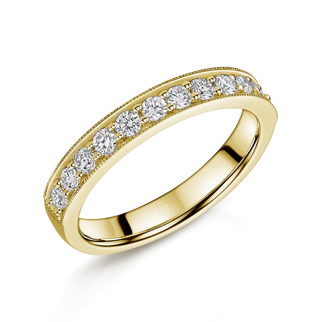 0.50ct Milgrain Half Set Diamond Ring Gold
