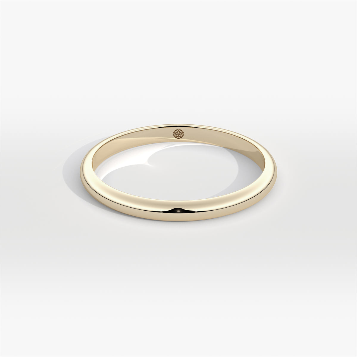 2mm D-Shape 9ct Yellow Gold Wedding Ring