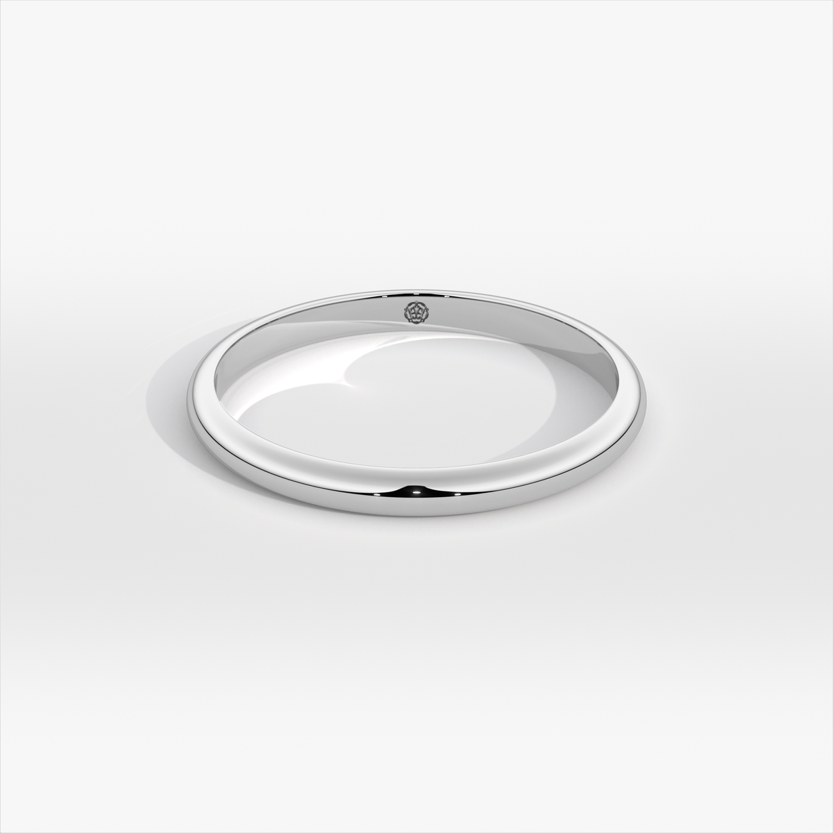 2mm D-Shape Platinum Wedding Ring