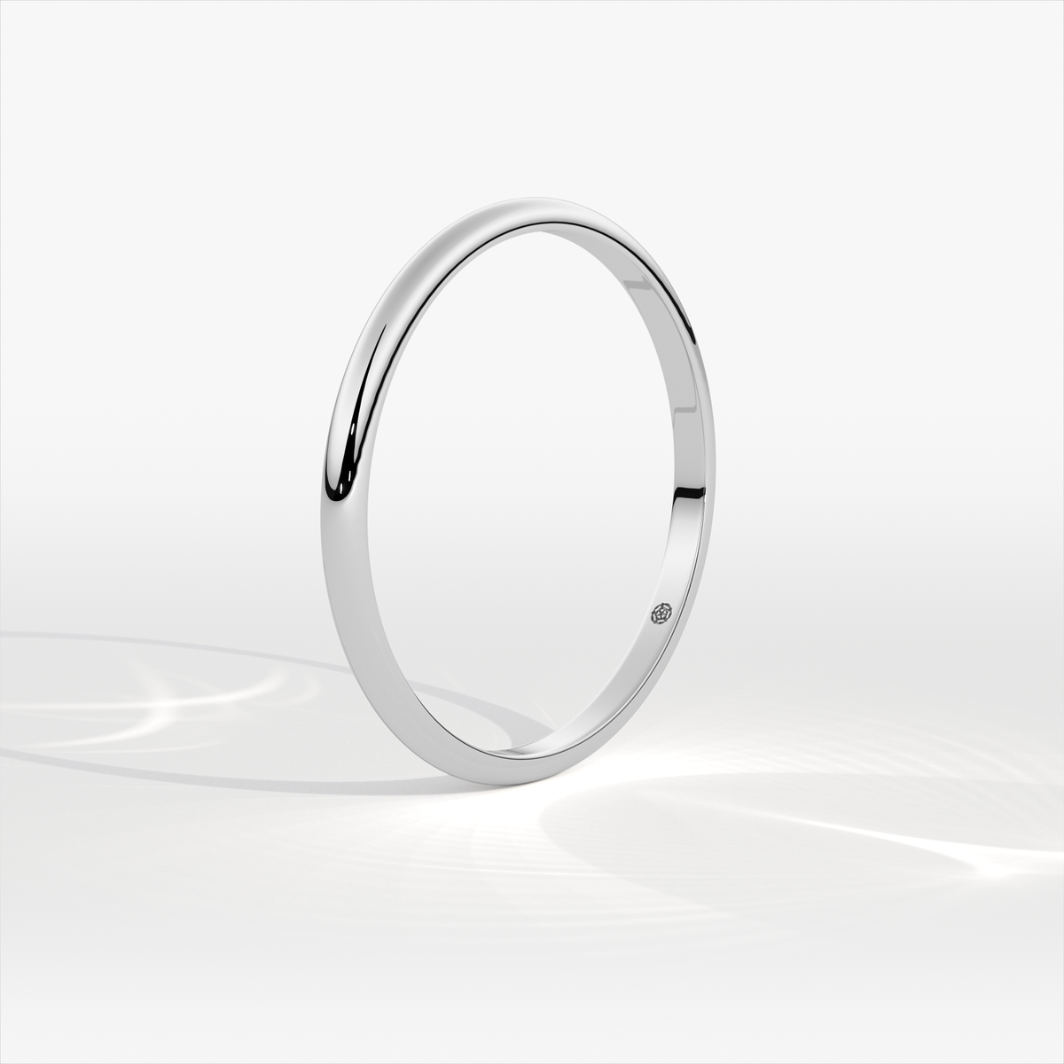 1.5mm D-Shape Platinum Wedding Ring