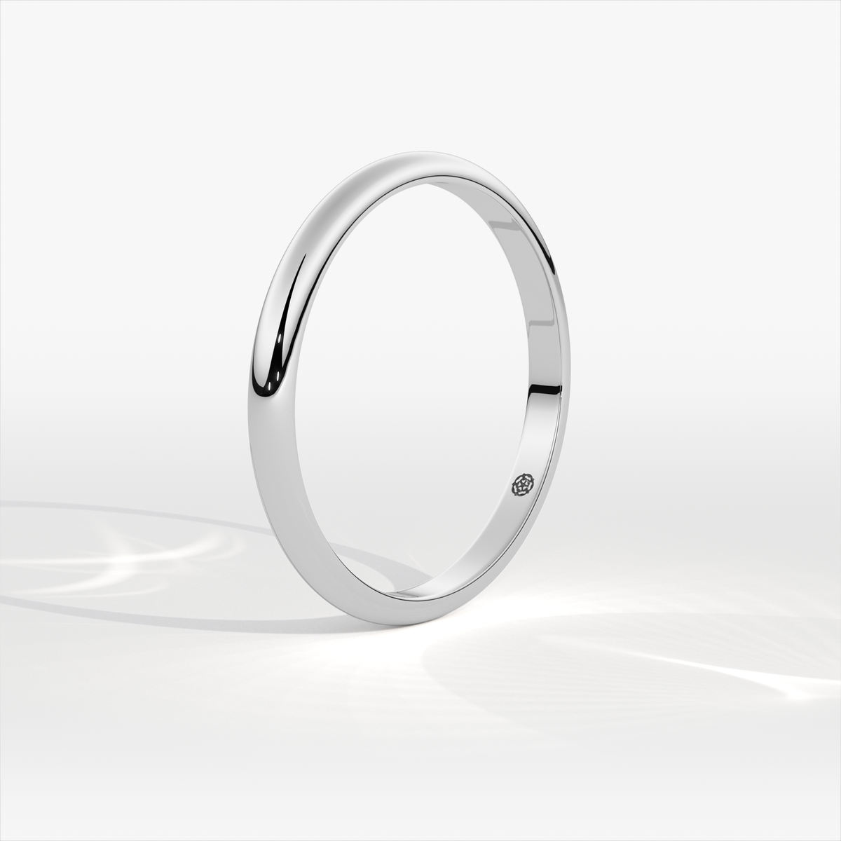 2mm D-Shape Platinum Wedding Ring