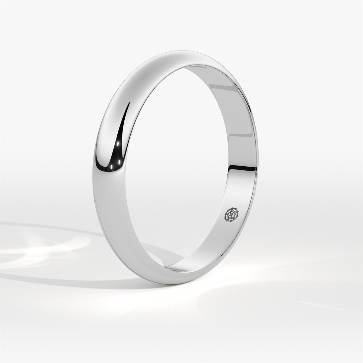 4mm D-Shape Platinum Wedding Ring