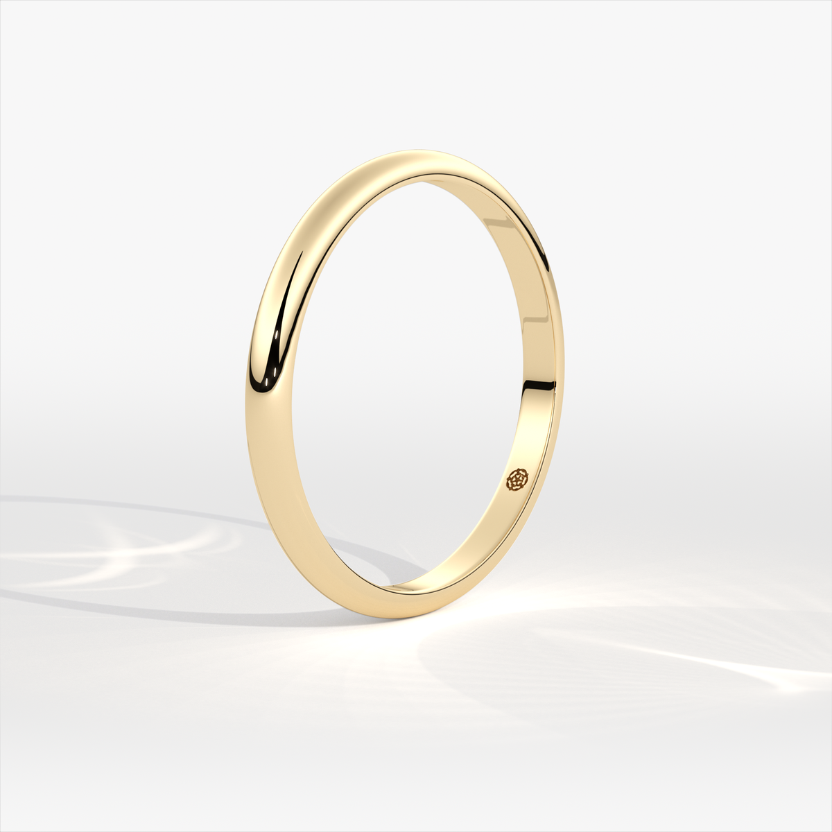 2mm D-Shape 18ct Yellow Gold Wedding Ring