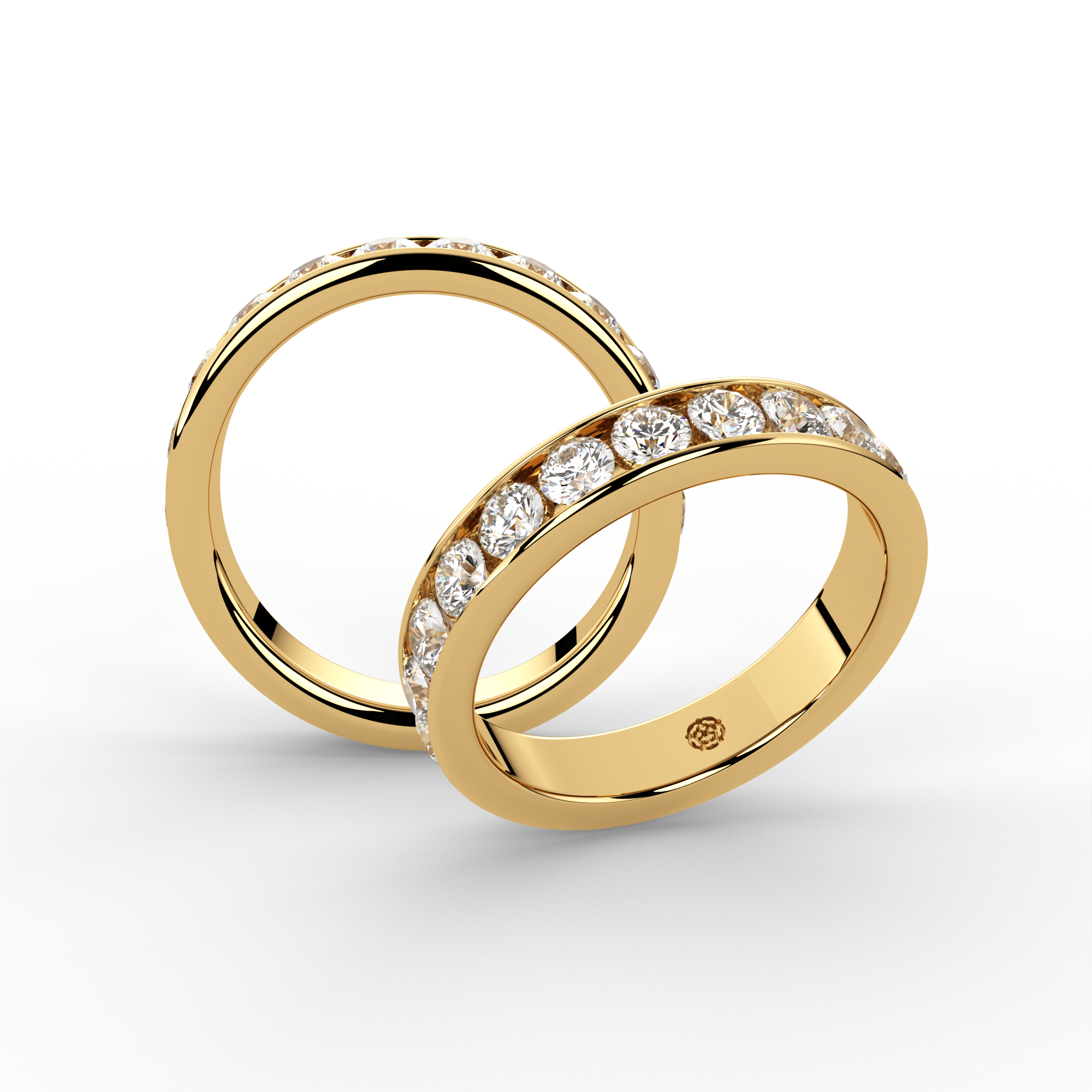 1.00ct Channel Half Set 18ct Yellow Gold Diamond Ring