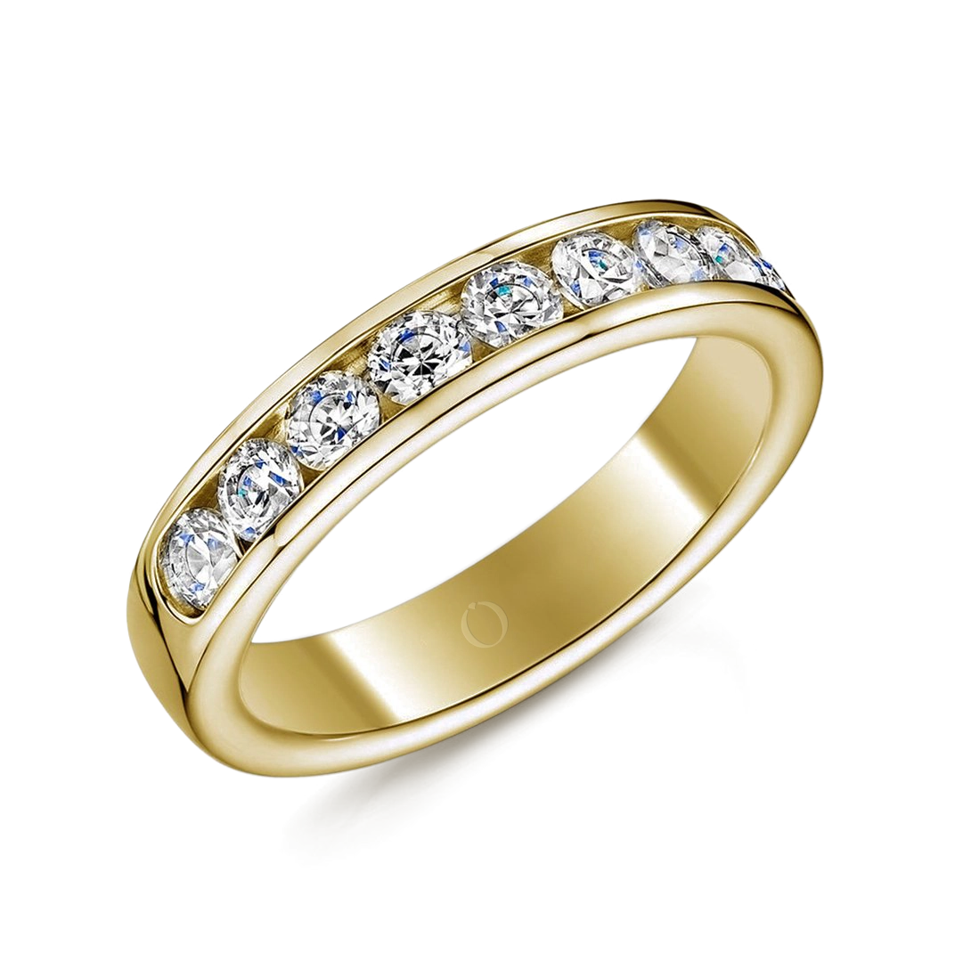 1.00ct Channel Half Set Diamond Ring Gold