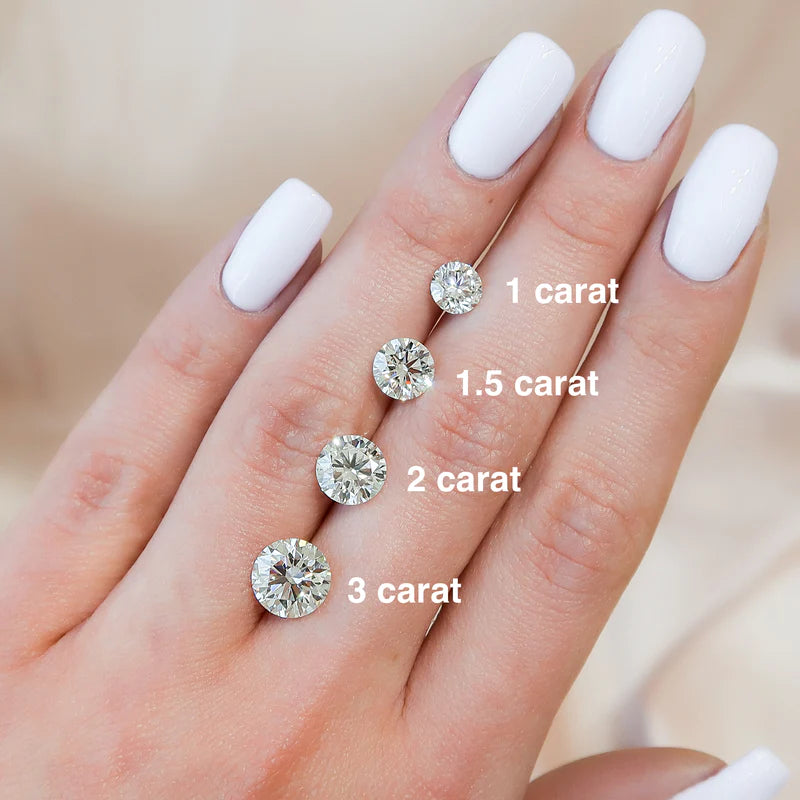 diamond carats comparation on a womans hand