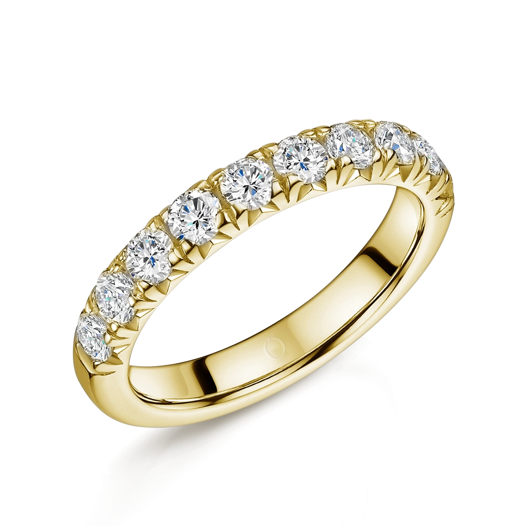 1.00ct Pave Half Set Diamond Ring Gold