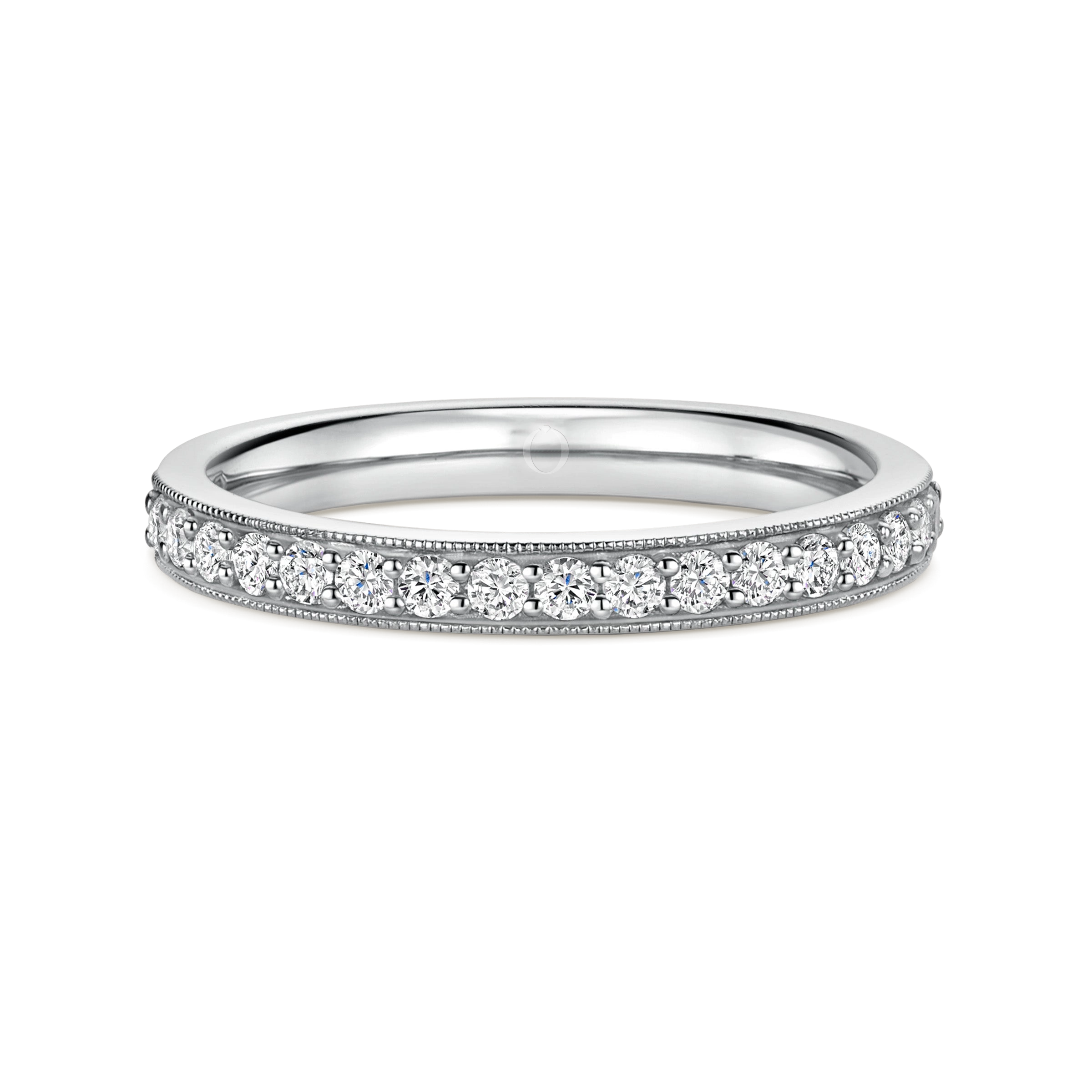 Olivia Green Platinum Diamond wedding ring with a round cut diamonds 0.33 carat  laying flat